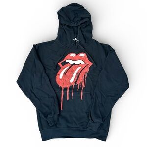 Rolling Stones Dripping Tongue Logo Pullover Hoodie Black NWT Size Small Unisex